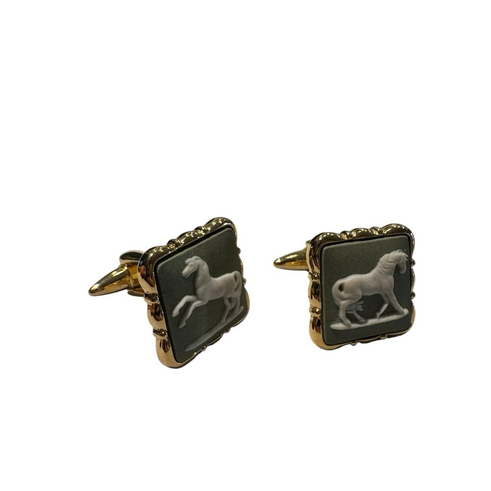 Wedgewood Gold and Grey Blue Horse Cufflinks